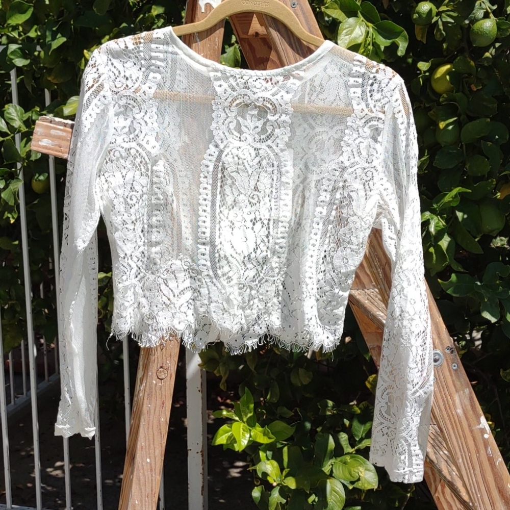 NWT Meaneor Sheer Lace Crop Bodice L